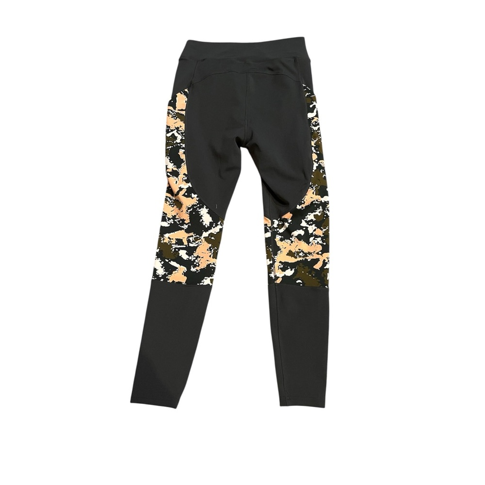 POP Fit Black and Orange Leggings with Camo Panels